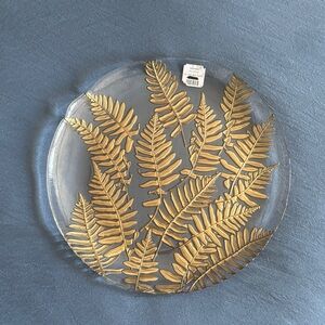 Decorative Gold Fern Glass Serving Platter